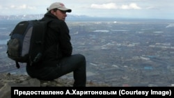 Photographer Aleksandr Kharitonov looks over Norilsk.