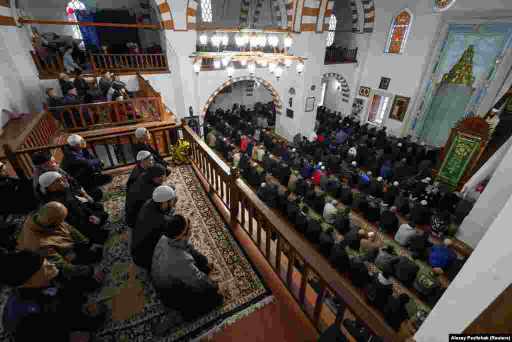 Morning prayers to celebrate Eid al-Fitr take place in Yevpatoriya, Crimea, Ukraine.