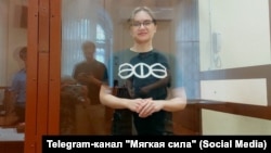 Liliya Chanysheva appears in a Moscow court in July 2022.