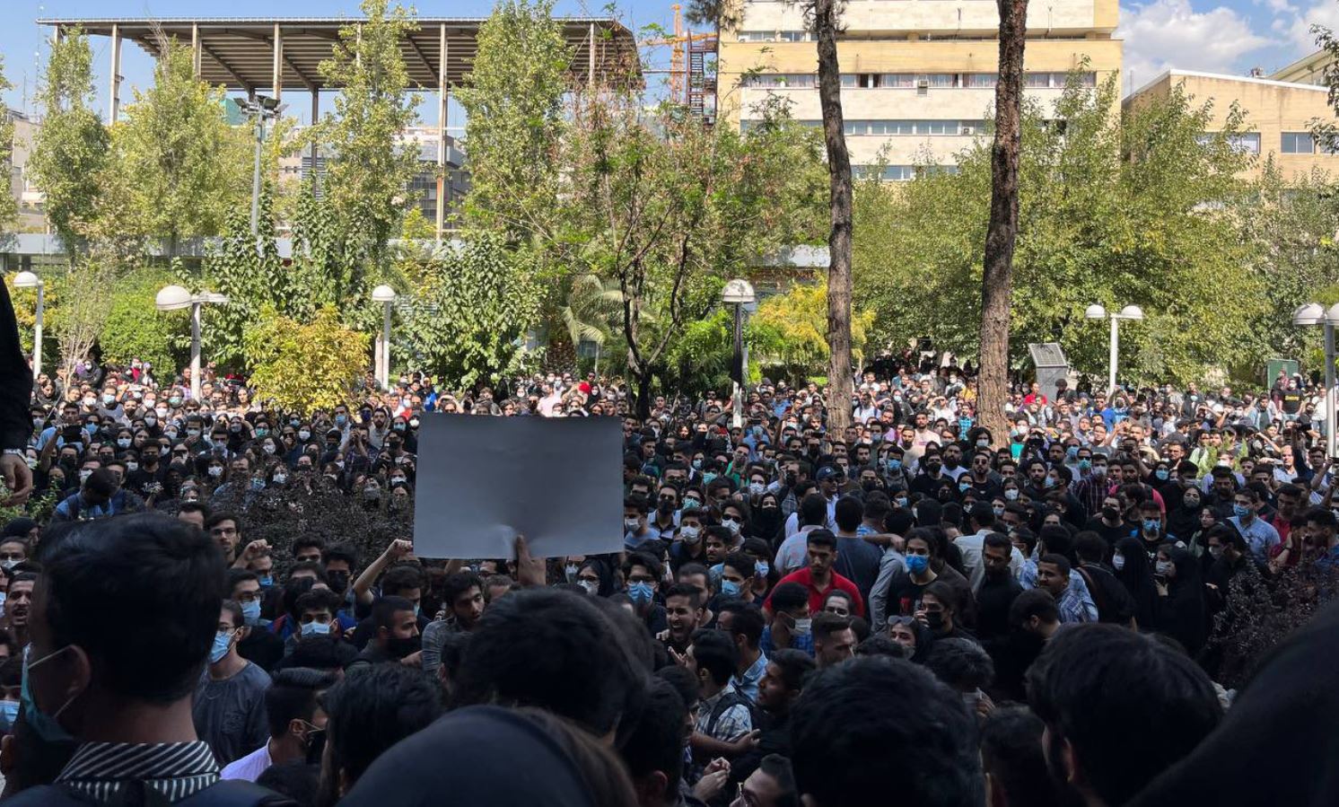 Students of Amirkabir University protest against the killing of Mahsa Amini.